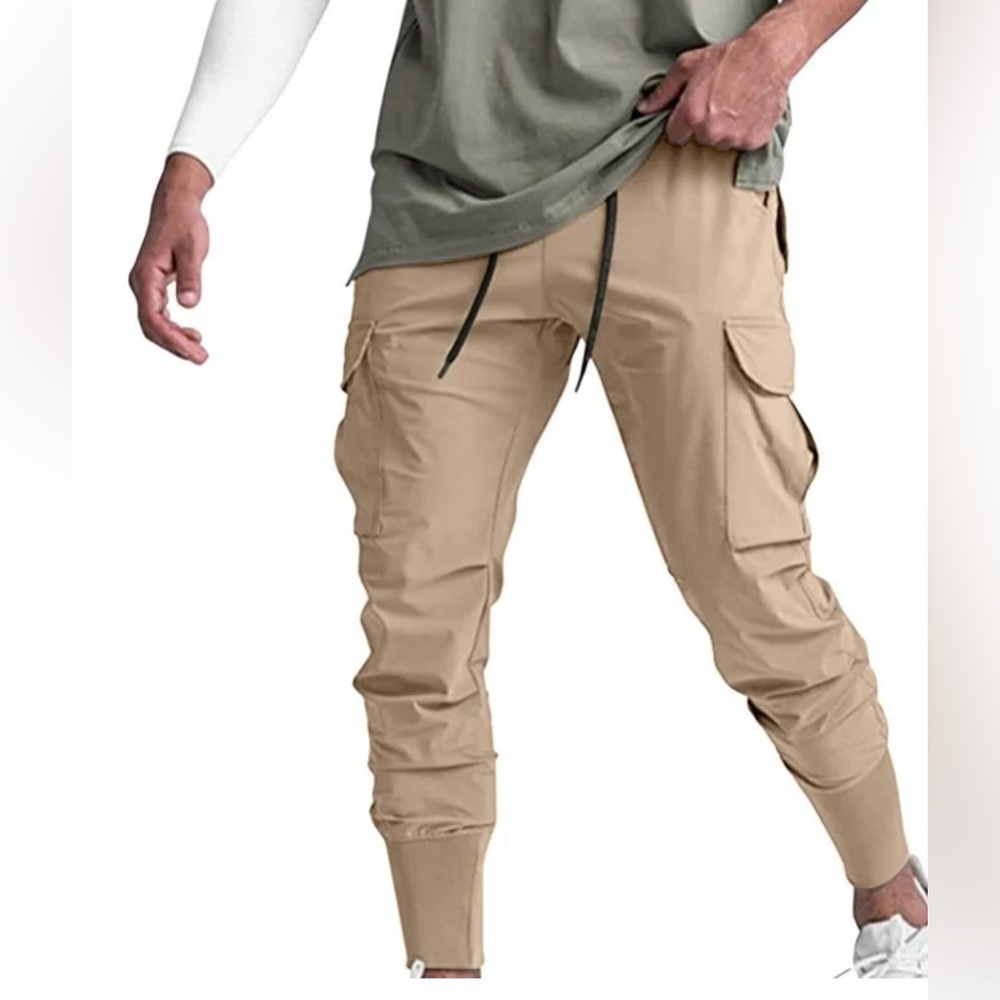 Men's Beige Cargo Jogger Pants